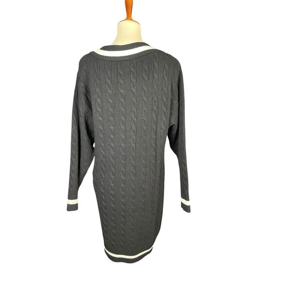 J for Justify Black Sweater Dress Women 1X V-Neck Cable Knit Preppy Bodycon NWT - Picture 2 of 13